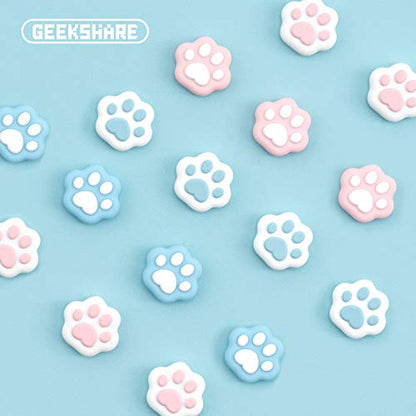 GeekShare Cat Paw Shape Thumb Grip Caps Soft Silicone Joystick Cover Compatible with Switch/OLED/Switch Lite,4PCS (Pink & Blue) - color: Pink Blue Cat