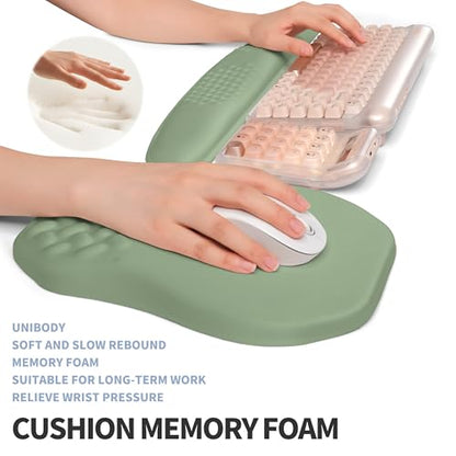 2-in-1 Ergonomic Set, Wave Keyboard Wrist Rest and Massage Slope Mouse Pad Wrist Support, Rebound Memory Foam for Relieve Carpal Tunnel Syndrome and Wrist Pain (Olive Green) - color: Olive Green
