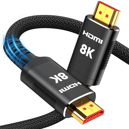 Snowkids 8K HDMI 2.1 Cable 1.5 ft, Non-Slip Nylon Braided, 48Gbps Ultra High-Speed HDMI Cables Cord, 10K 8K@60Hz, 4K@120Hz Compatible for TV/PS-5/X-box/Projector/Sound System & More - color: Black, size: 1.5feet