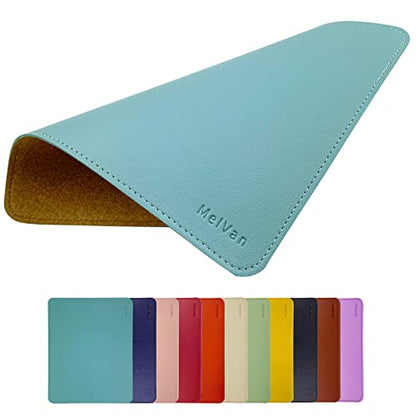 MelVan PU Leather Mouse Pad with Stitched Edge, Wood Mousepad, Waterproof Gaming Mouse Pad Mat for Computers, Laptop, Office & Home, 10.2" x 8.3", 1 Pack (Azury) - color: Azury