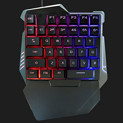 Yunseity One Handed Gaming Keyboard, G7 35 Keys RGB Mechanical Gaming Keypad with Wrist Rest, Wired USB Mini Ergonomic Customizable Keyboard for PC Esports