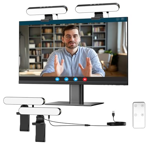 Takerers Video Conference Lighting, Webcam Light with Remote & Touch Control, 3 Color Temperature, 10 Level Brightness, Zoom Light for Computer, Video Calls, Live Streaming, Podcast, Studio (2-Pack) - size: 2-Pack