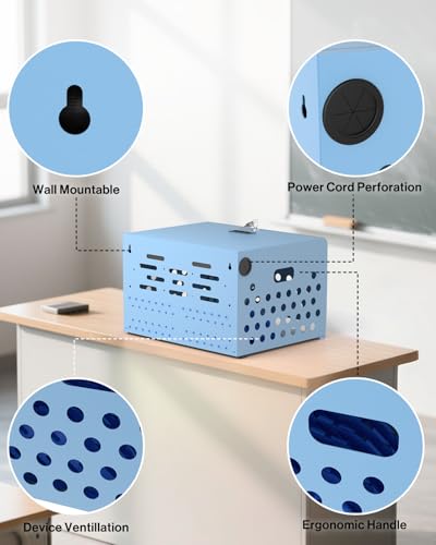 POCHAR 16-Unit Charging Cabinet for Laptops & Tablets with Cable Management | Wall-Mount Metal Charging Station for Chromebooks, iPads – Lockable Storage Box for Schools & Offices, Grounding Protection - size: 16-Device