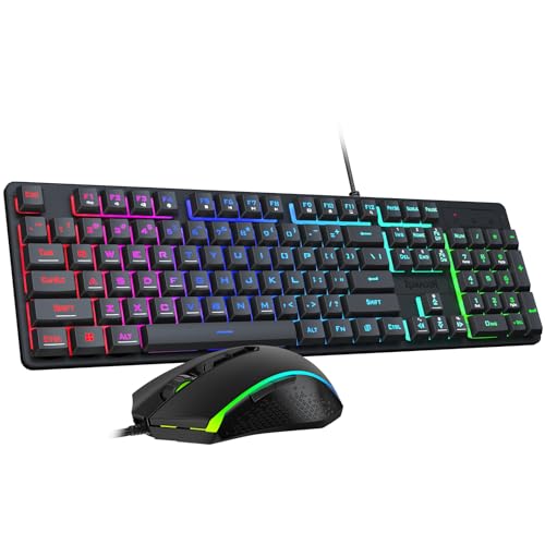 Redragon Updated S107 Gaming Keyboard and Mouse, RGB Gaming Keyboard and 10000 DPI Mouse Combo with 25-Key Anti-Ghosting, 1K Hz Programmable Mice with Software, Plug & Play to PC, Laptop [Upgrade] - color: Black