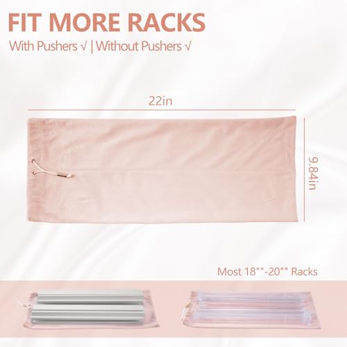 FUYIHGL® Mahjong Rack with Pusher Storage Bag: 2 Compartments Fits 4 American Mah Jongg Racks Pushers - Pink Soft Velvet Sleeve with Drawstring - Travel Mah Jongg Accessories and Gifts - color: Pink | 1pcs