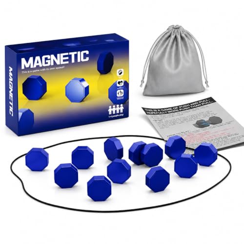 Magnetic Strategy Game for Adults, 20 Full-Size Magnetic Stones with Rope & Storage Bag, Portable Travel Game for Camping, Parties, Family Game Night