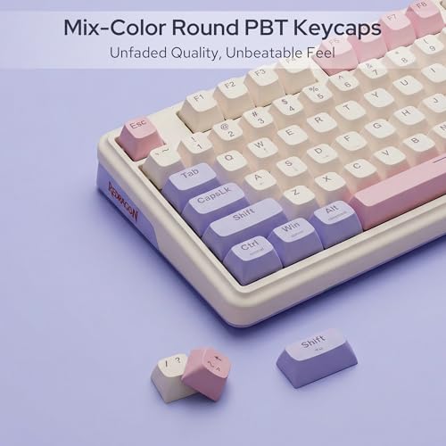 Redragon K768 PRO 100 Keys Wireless Gasket RGB Gaming Keyboard, Massive 8000 mAh PBT Mechanical Keyboard w/Hot-Swap Socket, Dedicated Knob Control & 5-Layer Noise Dampening, Custom Yolk Linear Switch - color: Lilac Land