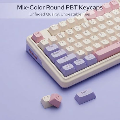Redragon K768 PRO 100 Keys Wireless Gasket RGB Gaming Keyboard, Massive 8000 mAh PBT Mechanical Keyboard w/Hot-Swap Socket, Dedicated Knob Control & 5-Layer Noise Dampening, Custom Yolk Linear Switch - color: Lilac Land