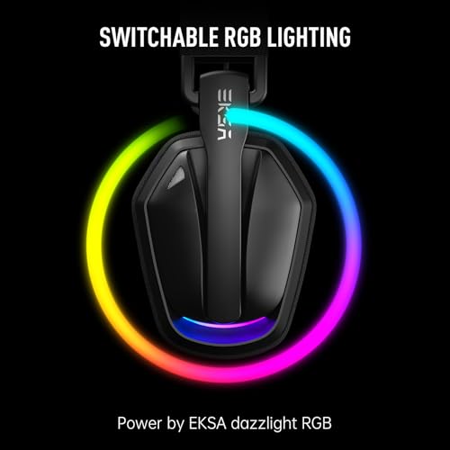 EKSA 2.4GHz Wireless Gaming Headset for PS5/PS4, PC, Switch, Mac, Bluetooth 5.4 Gaming Headphones with Noise Cancelling Microphone, 169g Ultralight, RGB, Type-C, 35H Battery, Wired Computer Headphones