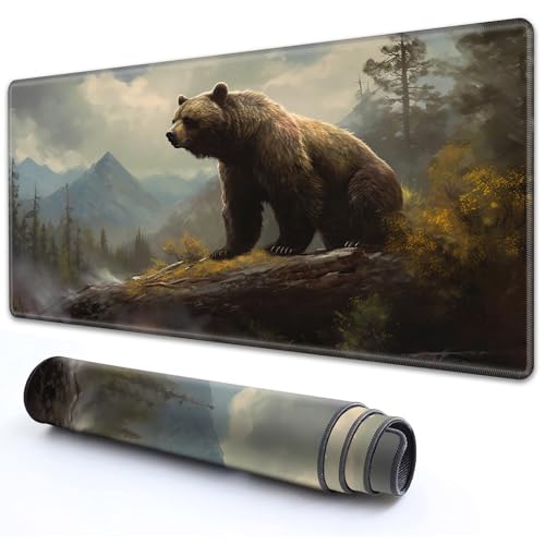 for MTG Playmat 24" x 14" with High Elastic Rubber Base Non-Slip Rubber Sole HD Printing for TCG Mat Magic Playmats MTG Game Mat, Brown Bear - color: Brown Bear, size: 24" x 14"