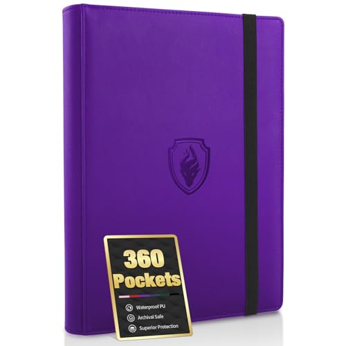 Premium 9 Pocket Card Binder for 360 Cards, Fabmaker PU Cover Trading Card Binder, Sturdy Card Collection Album, Sleek Card Holder Folders for Game Cards & Sports Cards, Purple - color: Purple, size: 360 Pocket