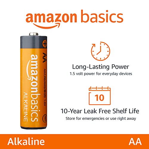 Amazon Basics AA High-Performance Alkaline Batteries, 500 Count, 10-Year Shelf Life, Long-Lasting Power for Household and Office Devices, Leakproof Design - size: 500 Count (5 Packs of 100)