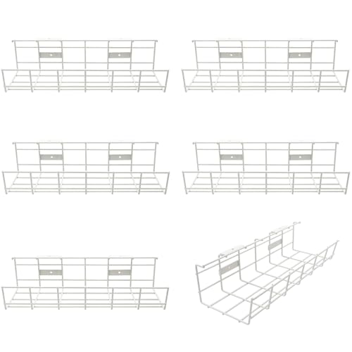 Under Desk Cable Management- 6 Pack Cord Organizer. Metal Wire Cable Management Tray for Office, Studio and Home. Super Sturdy Under Table Cable Managements - White Cable Organizer - color: White*6Pack
