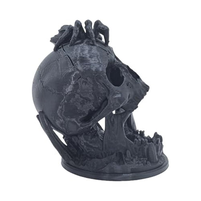 Skull Dice Tower Dungeons and Dragons RPG abletop Roleplaying Game Jail D&D (Random 7PCS D20 Dice Set Included) Black - color: Black