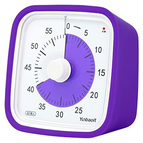 Visual Timer, Silent 60-min Countdown Timer for Kids, Purple | Protective Case, Time Management Tool, Mute and Ringing Alarm Available, Low Power Reminder, for Study,Game,Work,Fitness etc - color: Purple