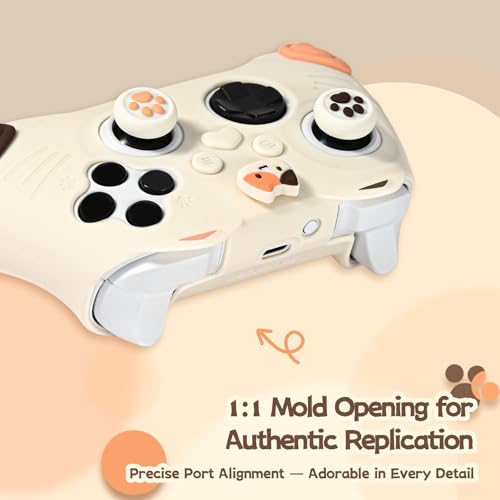 GeekShare Cat Paw Controller Skin Grips Set Anti-Slip Silicone Protective Cover Skin Case Compatible with Xbox Series X Controller with 2 Thumb Caps & 2 Button Caps & 1 Fluffy Ball & 2 Sticker-Calico - color: Calico
