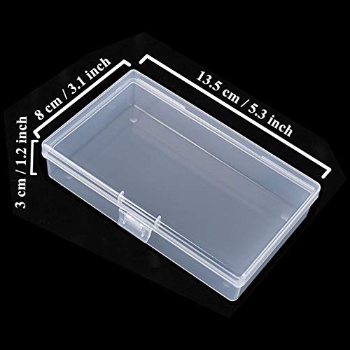 8 Pieces Rectangular Clear Plastic Organizer Box, 135 x 80 x 30 mm | 135 x 80 x 30 mm, Hinged Lids, For Small Items, Craft Projects - size: 135 x 80 x 30 mm