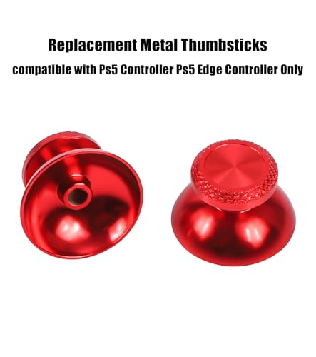 Ceozon Replacement Metal Thumb Grips Accessories for Ps5 Controller Thumbsticks Swap Joysticks Repair Kit (Red)