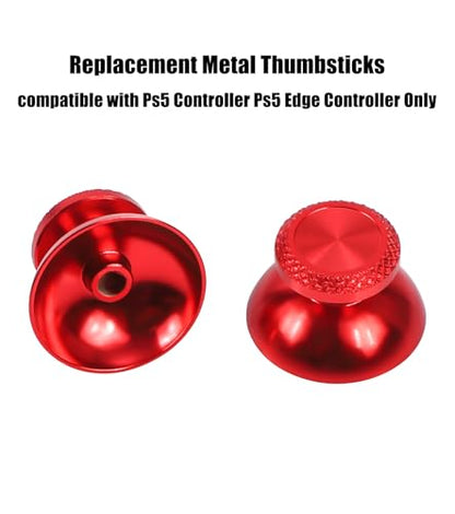 Ceozon Replacement Metal Thumb Grips Accessories for Ps5 Controller Thumbsticks Swap Joysticks Repair Kit (Red)
