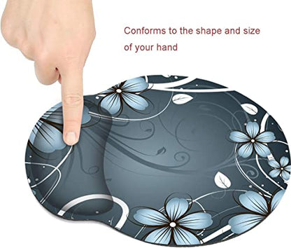 Ergonomic Mouse Pad with Wrist Support,Non-Slip Rubber Base for Computer Laptop & Mac,Lightweight Rest for Home,Office & Travel (Blue Flowers) - color: Blue Flowers