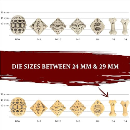 D6 Dice Set - Set of Six 6 Sided Dice - Skull & Bone Themed RPG Dice. Cool & Unique Gift and Compatible with Dungeons & Dragons (DND), D&D, Pathfinder, D and D. (Ancient Bone Yellow) - color: Ancient Bone Yellow, style: Six D6