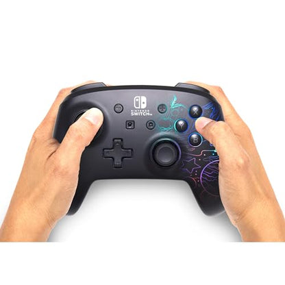 PowerA™ Enhanced Wireless Controller for Nintendo Switch with Lumectra™ – Galactic Vortex, RGB lighting reveals a hidden galaxy design, rechargeable battery, motion controls, officially licensed - style: Ghost RGB Lighting