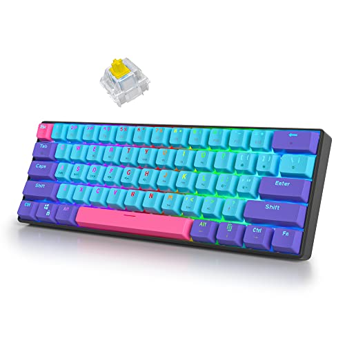 surmen 60% Wireless Gaming Keyboard 60 Percent RGB Backlit Hot-Swappable GT61 Mini Mechanical Keyboard Bluetooth Programmable (Gateron Yellow, Joker) - color: Joker-Yellow Switch