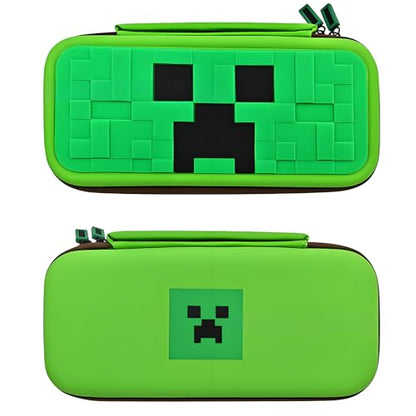QUBAMG Switch 2 Carrying Case, Hard Shell Protective Carry Travel Case Compatible with Nintendo Switch 2 (2025) Pouch with Built-in Stand 5 Games Cartridges for Console & Accessories Green Pixel - color: Switch 2 Green