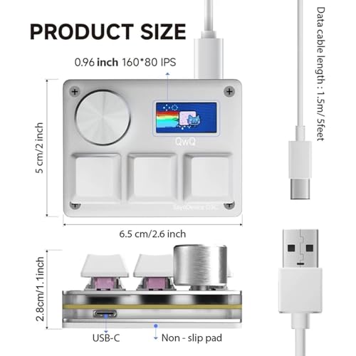 O3C Rapid Trigger Keyboard With Hall Magnetic Switch For OSU Geometry Dash | Rhythm Games,with Knob and Screen,Copy Paste,Shotcut,Macro Hotswap Mini Keypad Magnetic Linear Switches - color: Silvery, size: Outemu Pink Switch