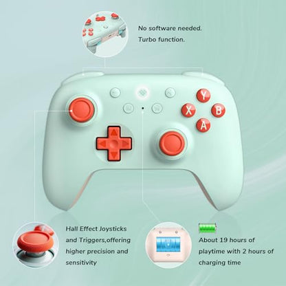 8Bitdo Ultimate 2C Wireless Controller for Windows PC & Android (Mint) | 1000Hz Polling Rate, Hall Effect Joysticks & Hall Triggers, Remappable L4/R4 Bumpers - color: Mint
