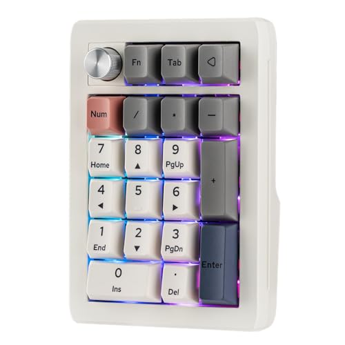 EPOMAKER EK21 VIA Gasket Number Pad w/ 1000mAh Battery, BT 5.0/2.4GHz/Wired | Hot-Swap Numpad with Aluminum Alloy knob, Programmable for Win/Mac/Gaming (Retro White, Wisteria V2 Switch) - color: Retro White, size: Wisteria V2 Switch