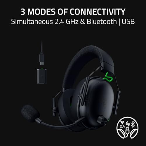 Razer BlackShark V3 Wireless Xbox Gaming Headset, 50mm Drivers, Black | Super Wideband Mic, 2.4 GHz, Bluetooth, USB, Works with PC, Mac, PS5, Nintendo Switch, Smartphone, 70 Hr Battery - color: Black, style: Xbox