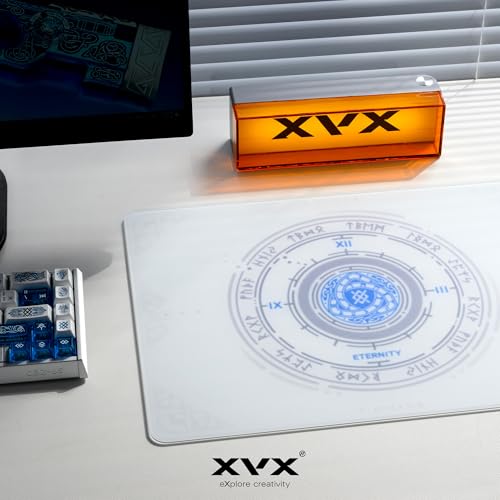 XVX Eternity White Glass Mouse Pad 4.0, Hard Mousepad for Gaming, Ultra-Smooth Micro-Etched Surface with Non-Slip Rubber Base (410mm*310mm)