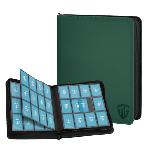 12 Pockets Trading Card Zipper Binder for 720 Cards| Secure Side Loading Pockets | Trading Card Album Folder | Compatible with YuGiOh, MTG (Dark Green 12) - color: Dark Green 12