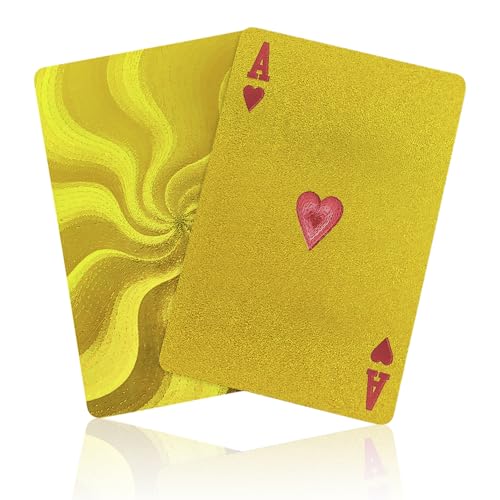 Unique Interomix Waterproof Playing Cards - Premium Pack of Cool Plastic Playing Cards Professional Deck Fancy Themed Cute Vintage Play Card Pool Bar Games Gifts Cartas de Poker Shiny Gold - color: Gold