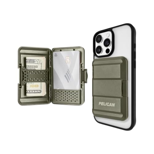 Pelican MagSafe Wallet for iPhone - Heavy Duty MIL-STD Snap-On Phone Magnetic Wallet and Phone Card Holder - Detachable and Slim Hard Case for iPhone 17 Pro Max/16 Pro Max/15/14/Pixel 10 - OD Green - color: Green, style: Protector
