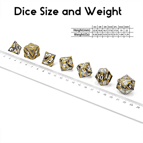 Stripe Metal DND Dice Set,DNDND Metallic D&D Dice with Gift Case for Dungeons and Dragons D&D (Gold Stripes) - color: Stripe Gold