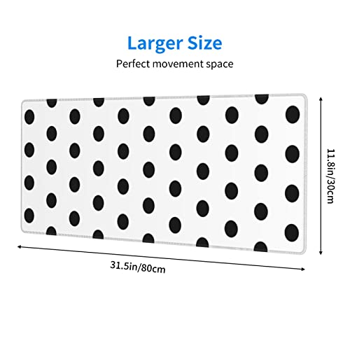 Black Polka Dot Mouse Pad Extended Large Gaming Mousepad XL Big Long Oversized Desk Mat Stitched Edges 31.5 X 11.8 Inch for Home Office - color: Black2