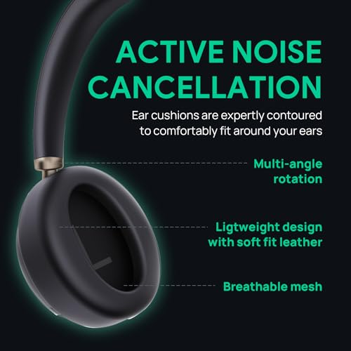 Yealink BH76 Plus Bluetooth Headset, Wireless Headset with Microphone for PC,Active Noise Cancelling, Retractable Hidden Mic Arm, Compatible with PC Mac, Works with Teams (Certified), USB-C/A | Yealink BH76 Plus Over Ear Noise Cancelling Headphones with R