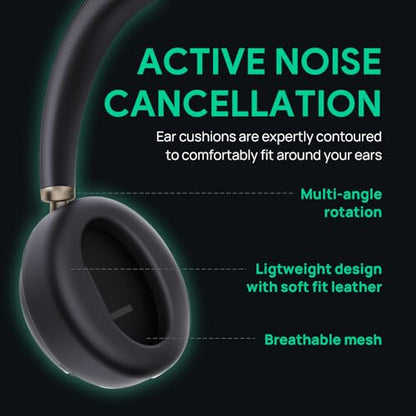 Yealink BH76 Plus Bluetooth Headset, Wireless Headset with Microphone for PC,Active Noise Cancelling, Retractable Hidden Mic Arm, Compatible with PC Mac, Works with Teams (Certified), USB-C/A | Yealink BH76 Plus Over Ear Noise Cancelling Headphones with R