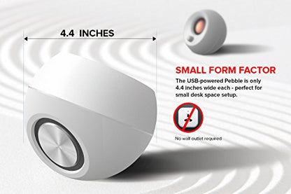 Creative Pebble, 2.0 USB Desktop Stereo Speakers for PC/Laptop, White | USB-Powered, 2.0 Speaker, Compact, Stereo, PC Speakers, Laptop Speakers, Minimal Design, Desktop Audio, White - color: White