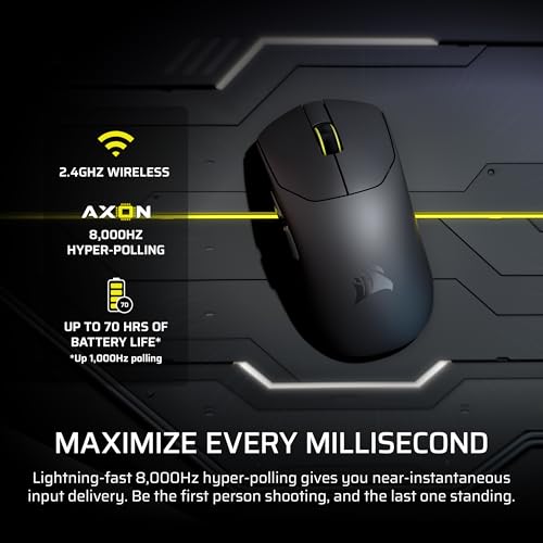 Corsair Sabre v2 PRO Ultralight FPS Wireless Gaming Mouse – 33,000 DPI, 36g Weight, 8,000Hz Hyper-Polling, Mechanical Switches, Up to 70-Hour Wireless Battery Life, Web Hub – Black - color: Black