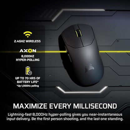 Corsair Sabre v2 PRO Ultralight FPS Wireless Gaming Mouse – 33,000 DPI, 36g Weight, 8,000Hz Hyper-Polling, Mechanical Switches, Up to 70-Hour Wireless Battery Life, Web Hub – Black - color: Black