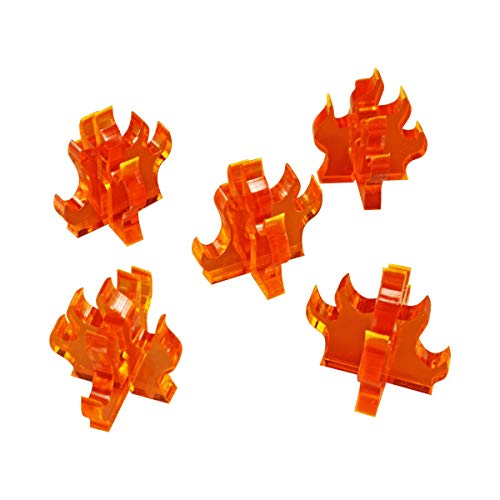 LITKO Flame Markers | for RPG & Wargames | Fluorescent Amber | Medium | Fire, explosions & burning wreckage | Set of 5, 22mm | Multi-part 3mm acrylic | Glue assembly - color: Floursecent Amber, size: Medium