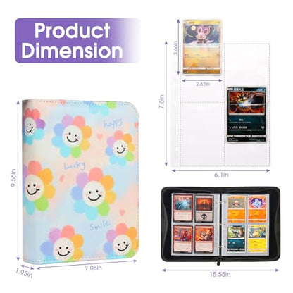 4-Pocket Card Binder with 50 Removable Pages, Holds 400 Cards | Fits trading, sports, gaming and collectible cards. Great for boys and girls to organize and protect collections(Sunflower) - color: Lucky Sunflower