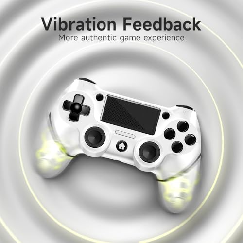 AceGamer 2 Pack for PS4 Controller, Wireless Controller for PS4/Pro/Slim/PC, with Non-Slip Grip of Both Sides and USB-C Cable! (Black and White) - color: Black and White
