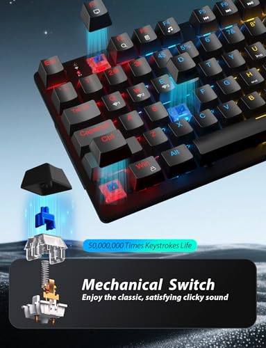 Wireless Mechanical Keyboard and Mouse Combo, 98-Key Gaming Keyboard with RGB Backlit, Tri-Mode BT5.0/2.4G/USB-C, 4000mAh Battery, 3200 DPI Gaming Mouse with Mouse Pad for PC, Laptop, Tablet - color: Black