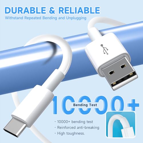 20ft/6M Long USB C Cable, Charging and Data Transfer, Durable USB A to USB C Power Charging Replacement Cord for Home Security Cameras, Phones, Switch Pro Controllers and More USB-C Devices-White - size: 20ft