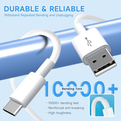 20ft/6M Long USB C Cable, Charging and Data Transfer, Durable USB A to USB C Power Charging Replacement Cord for Home Security Cameras, Phones, Switch Pro Controllers and More USB-C Devices-White - size: 20ft