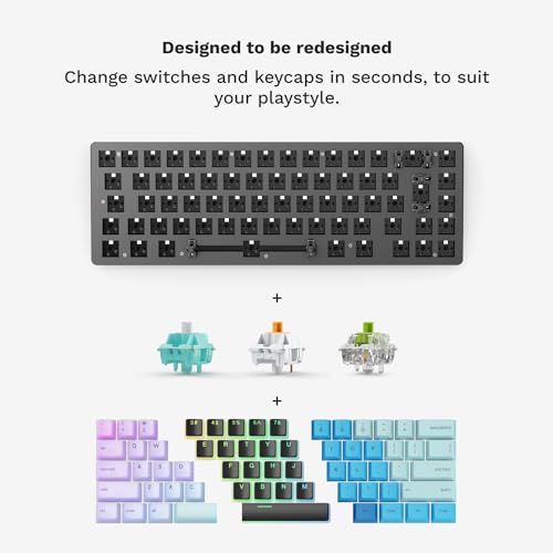GLORIOUS Gaming GMMK 2 Compact 65% Barebones (Frame Only) - Mechanical Gaming Keyboard Frame, Compact TKL Size (65%), Aluminium, Customisable, Per Key RGB, American QWERTY Layout - Black - color: Black, size: Barebone Compact (65%)